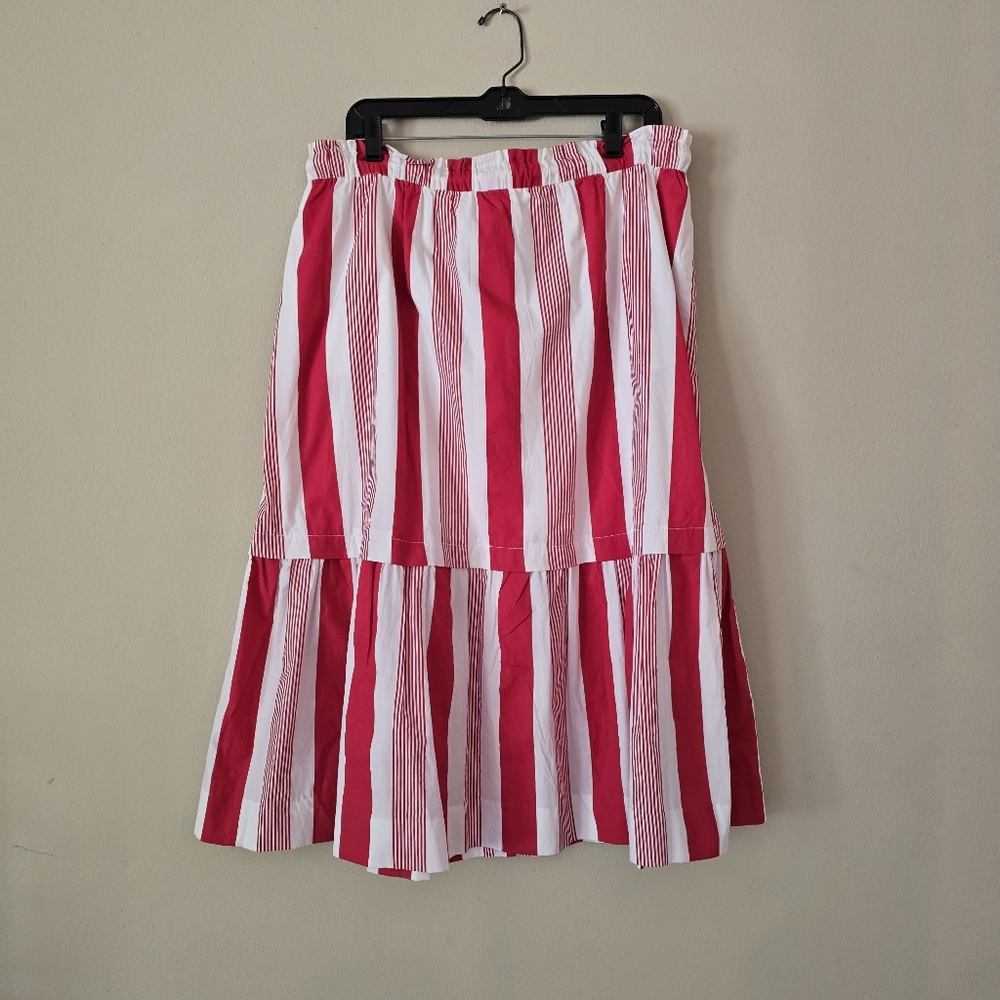 J. CREW Womens Striped Cotton‎ Poplin Drawstring Button Up Skirt Size Large - Picture 3 of 8
